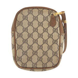 Gucci Shoulder Bag Pochette Supreme Leather Tan Brown Canvas Beige GG
